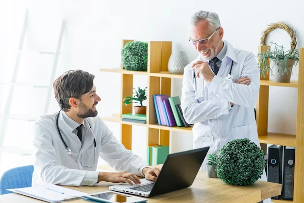 two dentists discussing finances